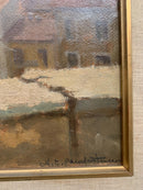 Dipinto Olio su Tavola "Milano dal Terrazzo" di Alcide Ernesto Campestrini Anni 50