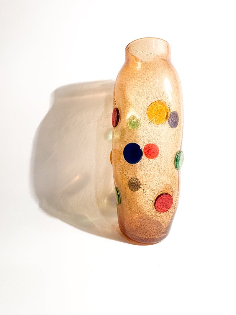 La Murrina Vase in Multicolored Murano Glass with Gold Leaf from the 1980s
