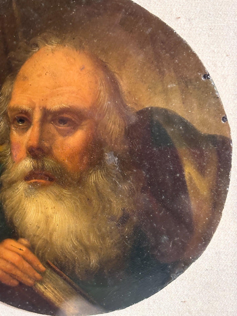 Oil Painting on Panel of Elderly Man with Beard Nineteenth Century