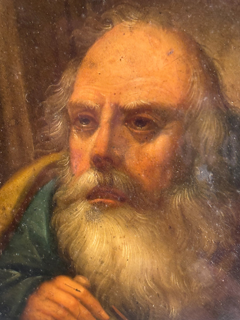 Oil Painting on Panel of Elderly Man with Beard Nineteenth Century