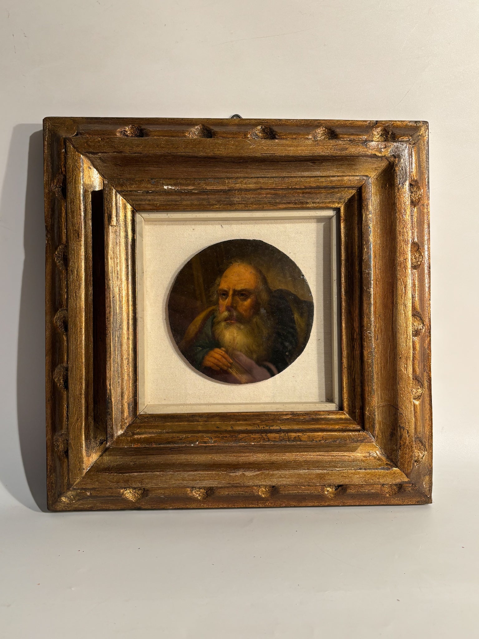 Oil Painting on Panel of Elderly Man with Beard Nineteenth Century