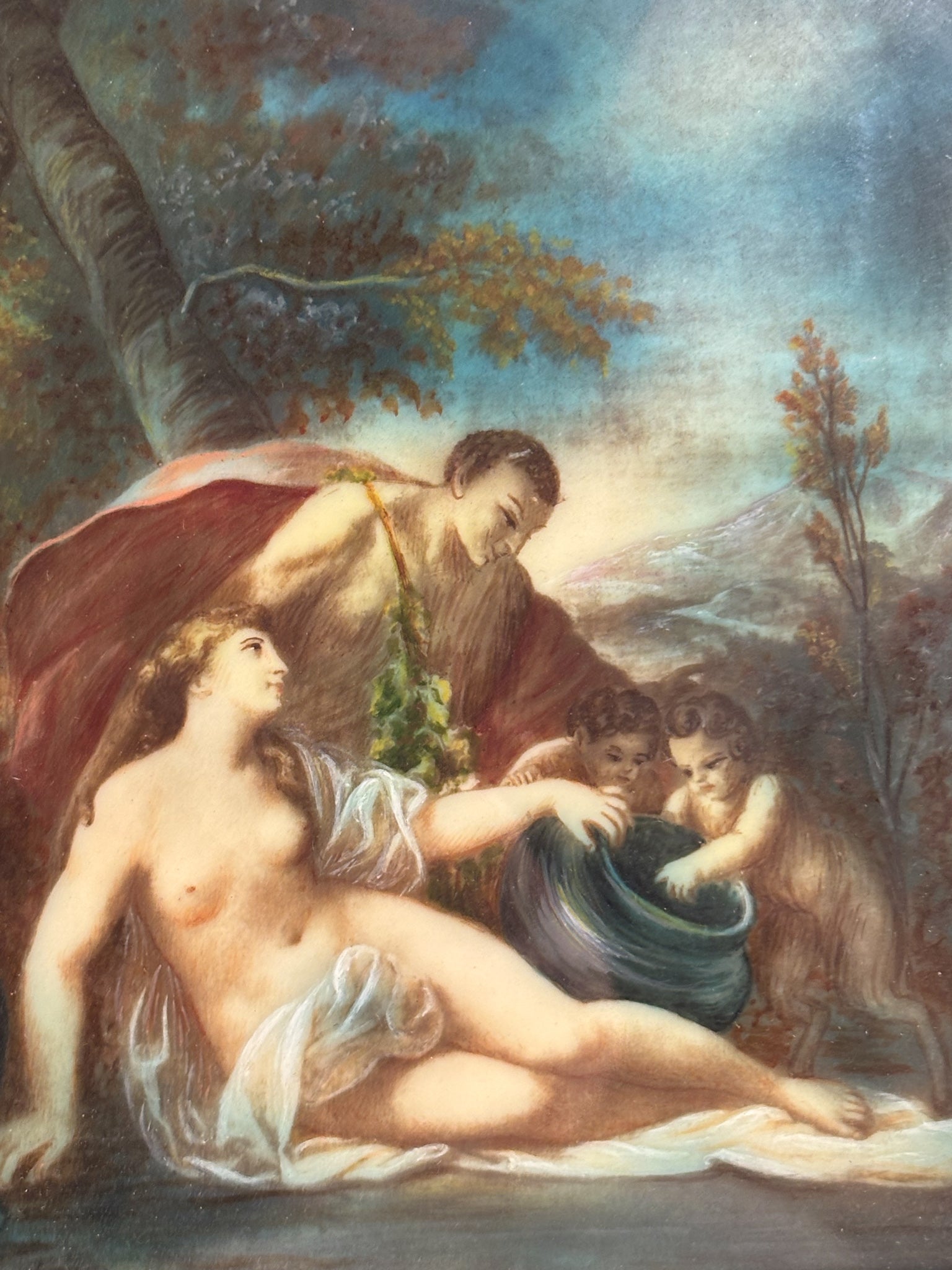 Pair of Classic Miniatures Oil on Cardboard Nineteenth Century