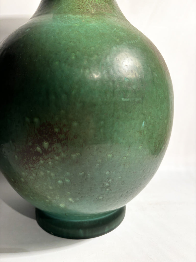 Vaso in Ceramica Francese Verde e Nero Anni 70