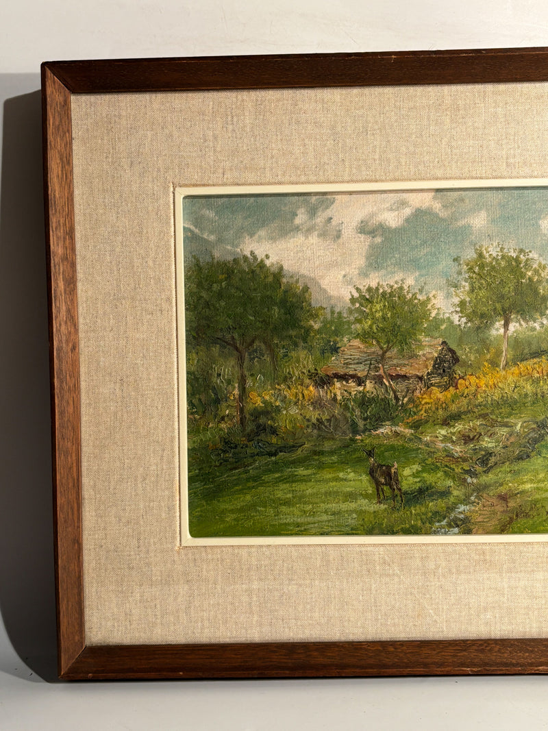 Oil Painting on Plywood of Country Landscape by O. Casali from 1928