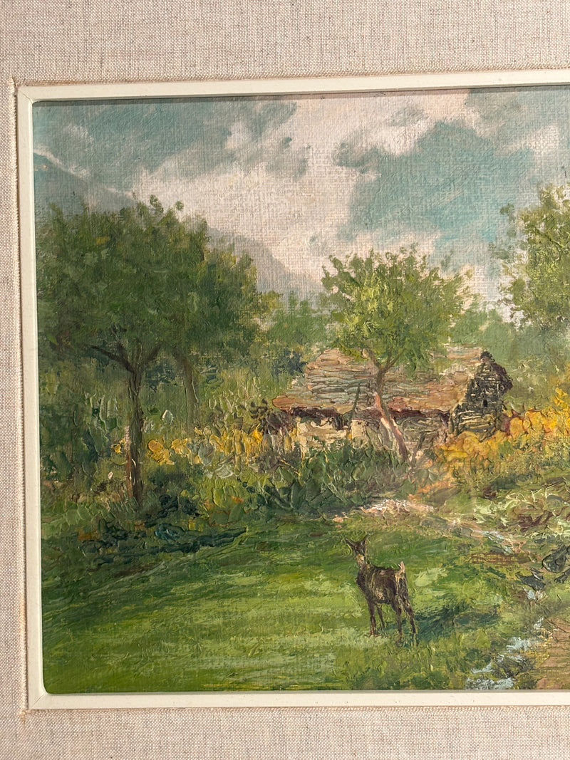 Oil Painting on Plywood of Country Landscape by O. Casali from 1928