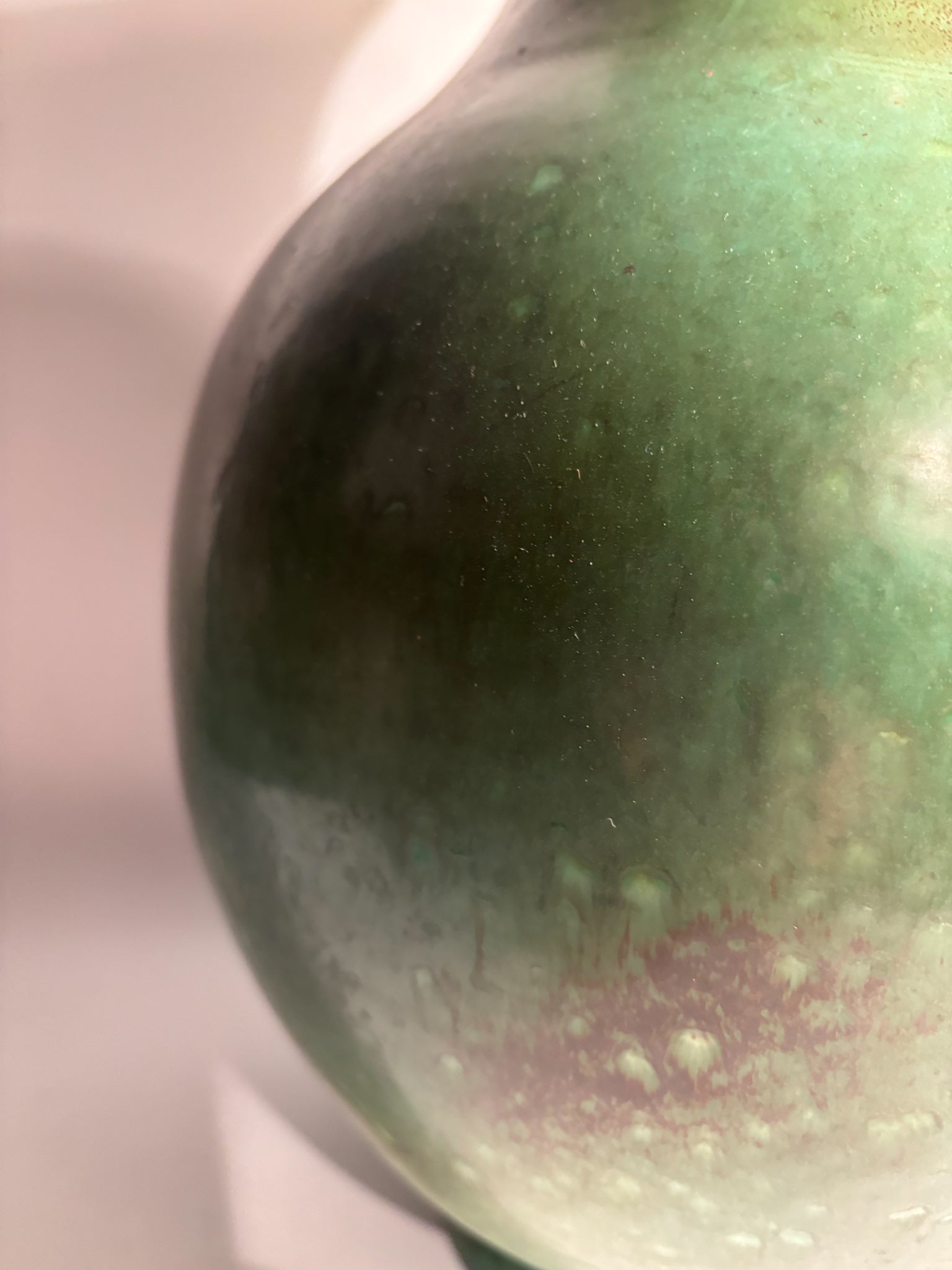 Green and Black French Ceramic Vase from the 1970s