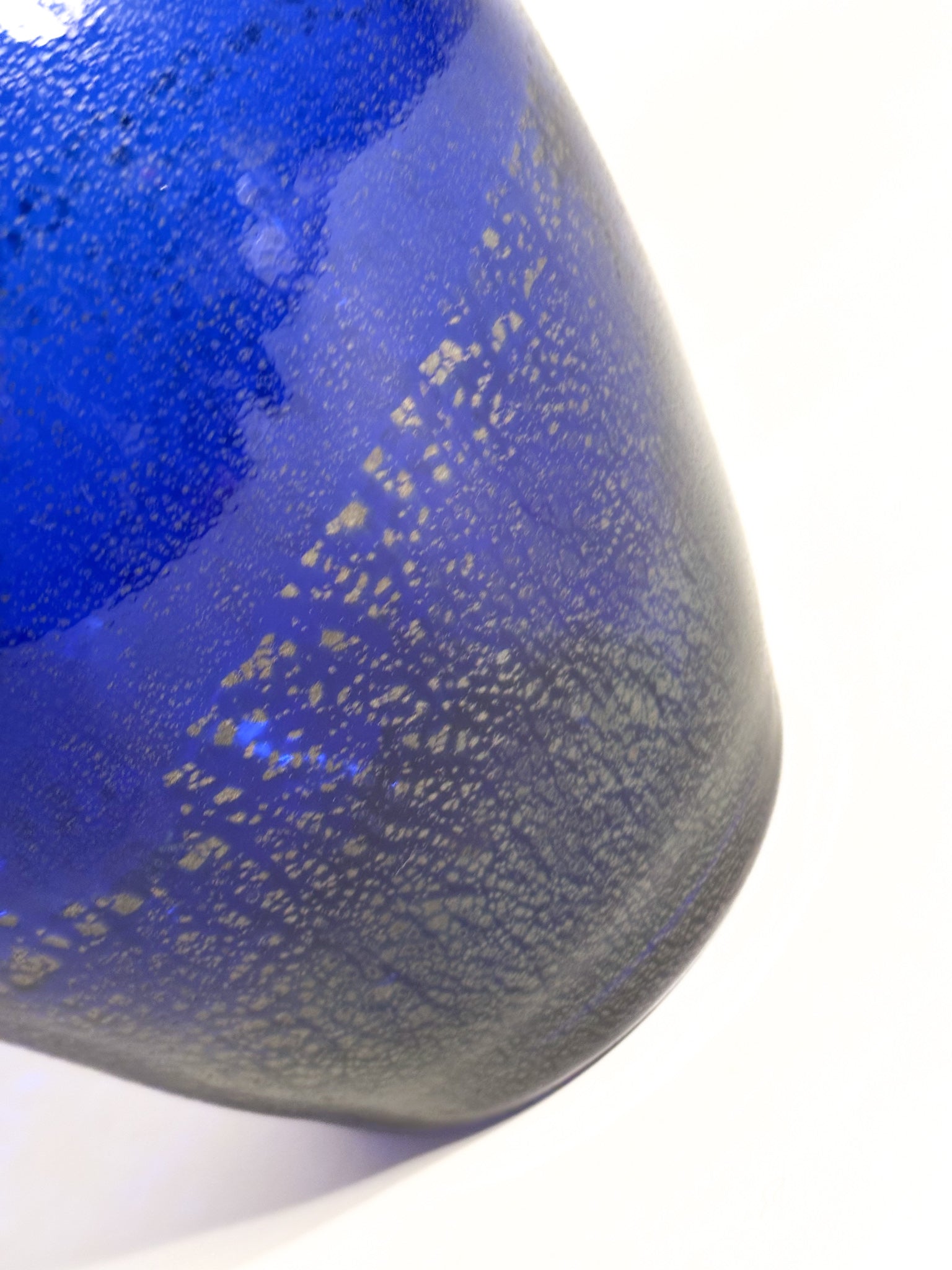 Vaso in Vetro di Murano Blu e Inserti Argentati il Vetro dei Dogi Anni 80