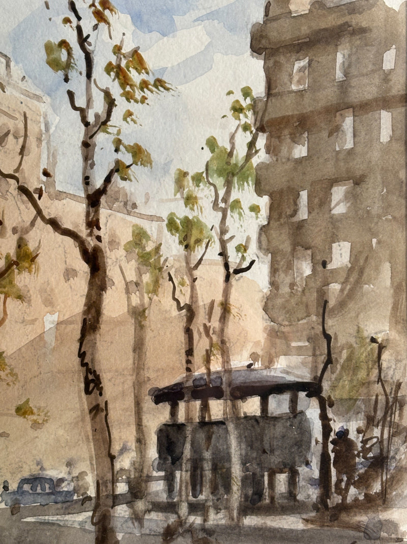 Watercolor Painting by Vespasiano di Giulio Falzoni 1960s