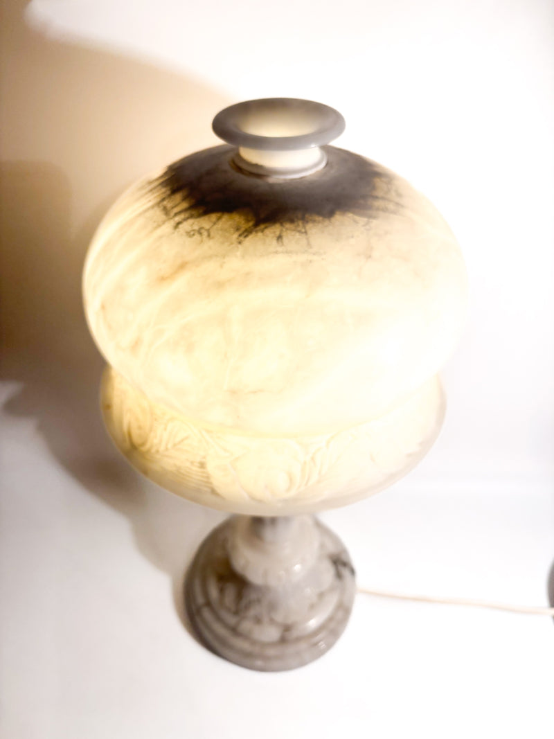 Alabaster Table Lamp Decorated in Relief with One Light, 1950s