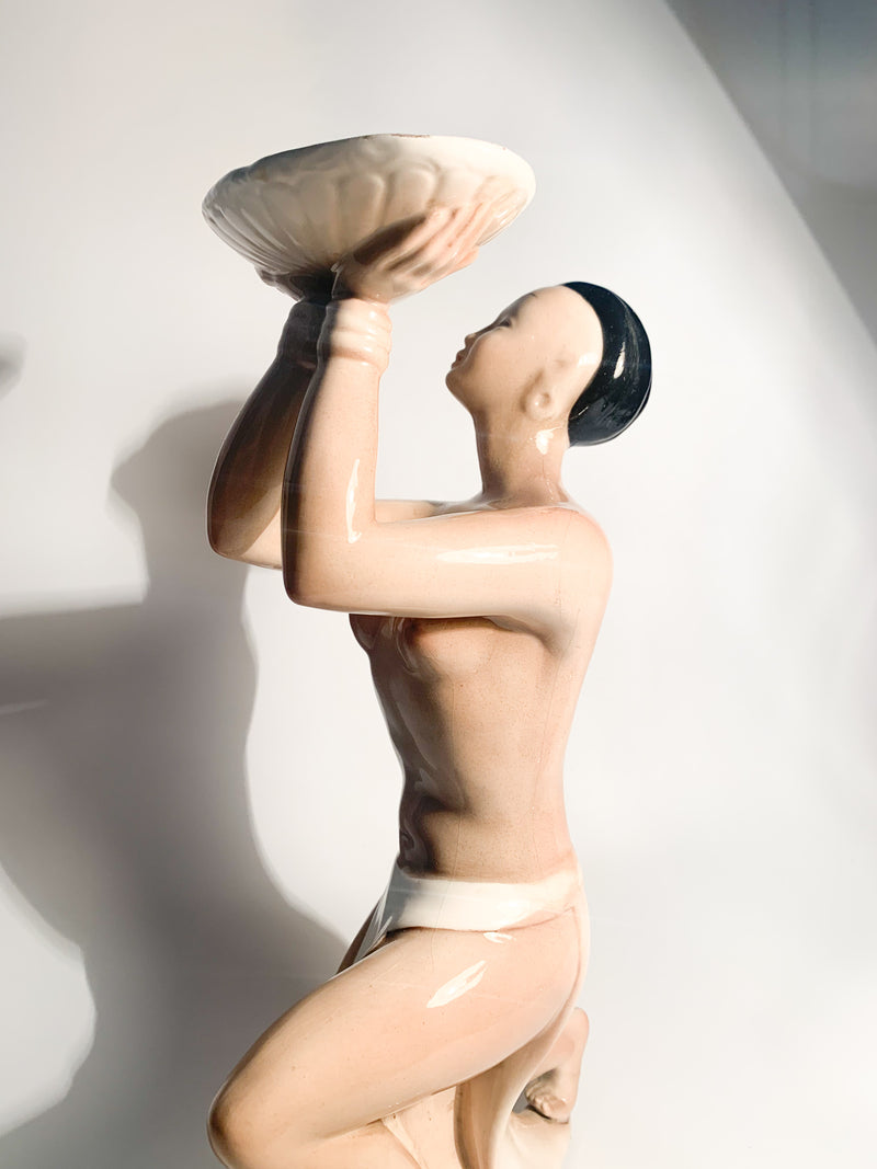 Figurative Sculpture in Hand Painted Ceramic from the 1930s