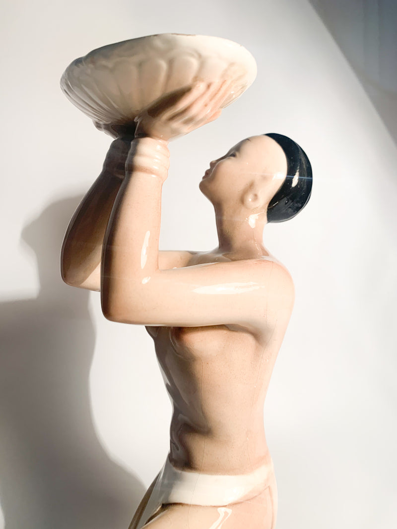 Figurative Sculpture in Hand Painted Ceramic from the 1930s