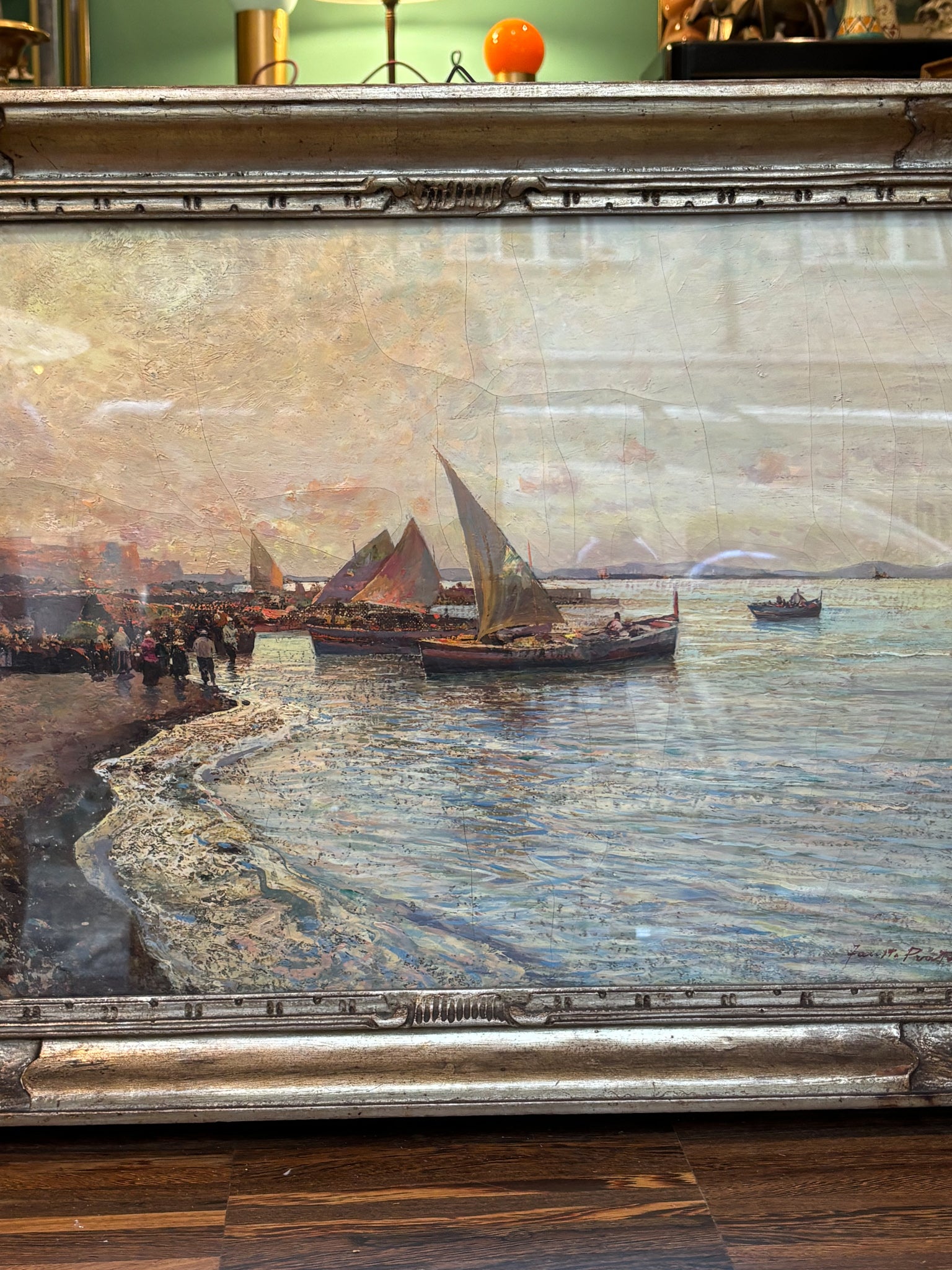 Dipinto Olio su Tavola di Marina di Fausto Pratella Anni 50