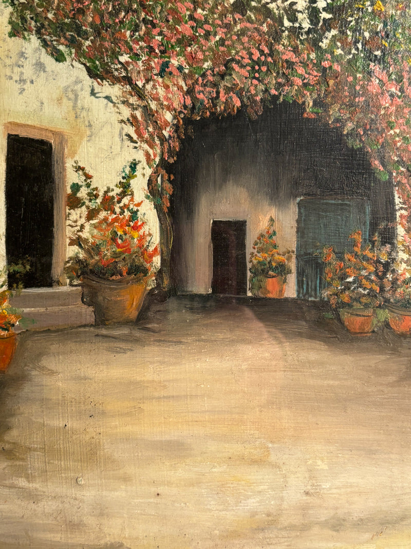 Oil Painting on Cardboard of Garden by V. Zoni from 1990