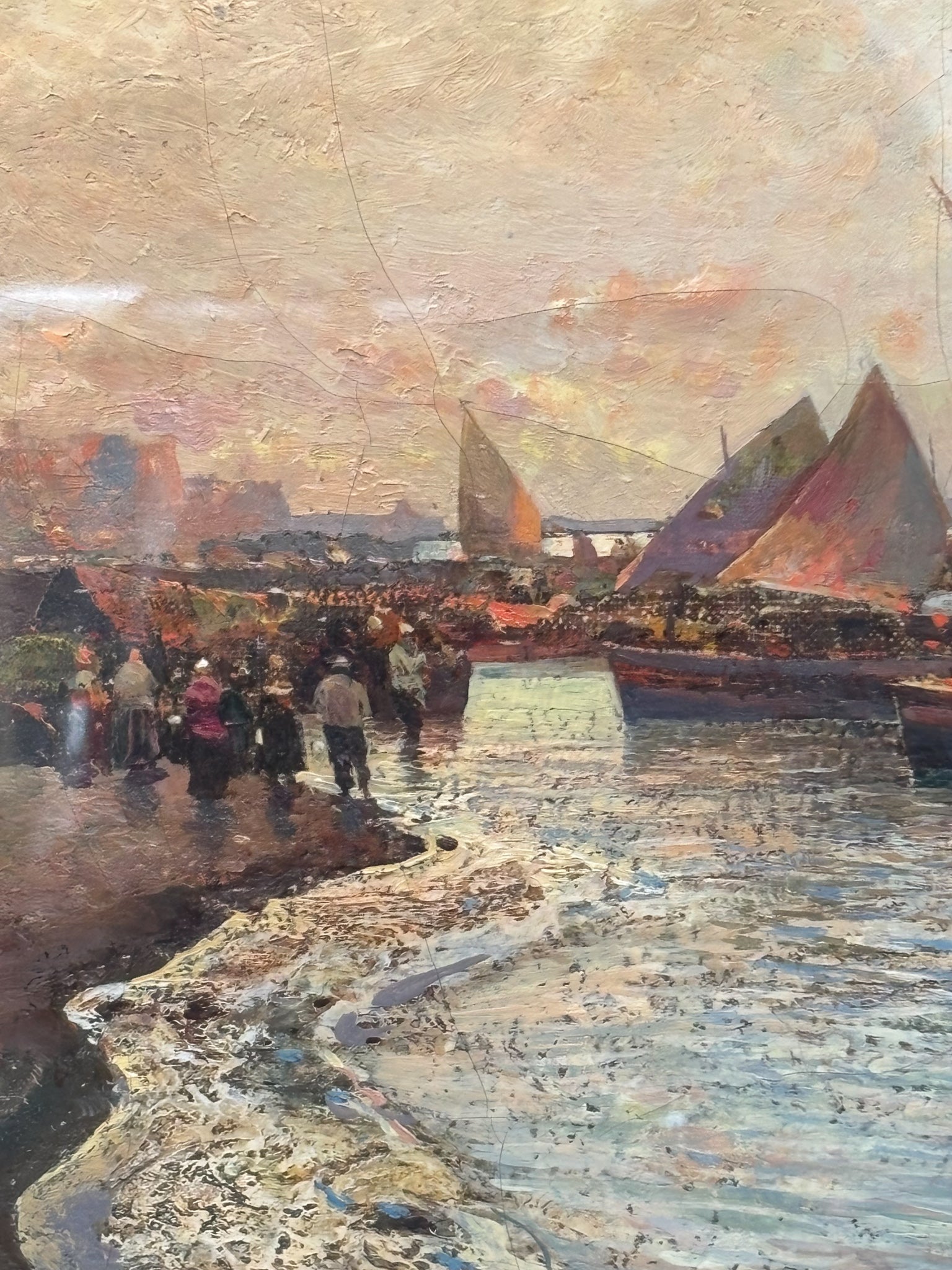 Dipinto Olio su Tavola di Marina di Fausto Pratella Anni 50