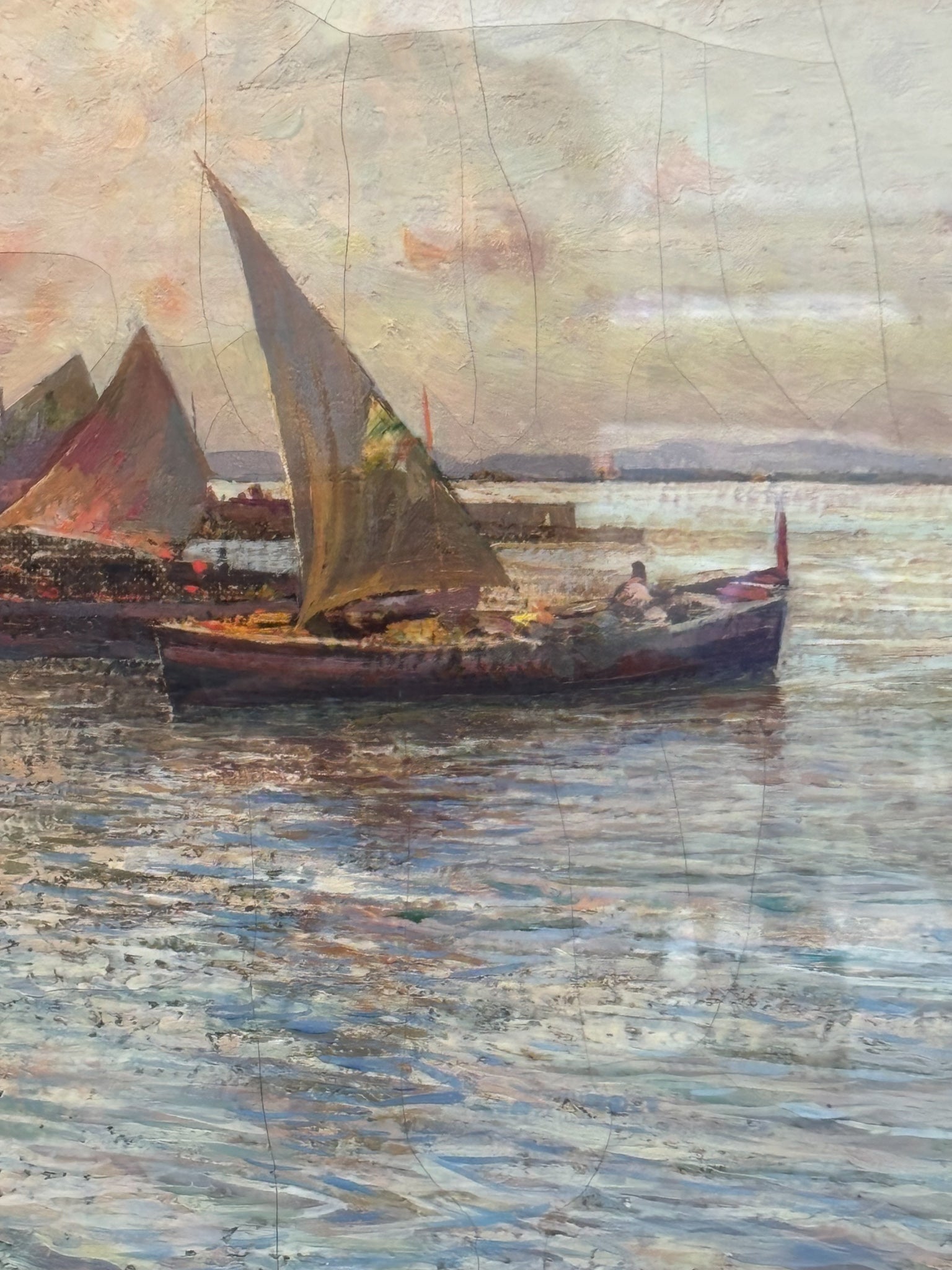 Dipinto Olio su Tavola di Marina di Fausto Pratella Anni 50