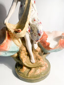 Scultura in Ceramica Francese di Dama con Cesti Anni 40