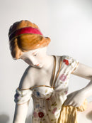 Scultura in Ceramica Francese di Dama con Cesti Anni 40