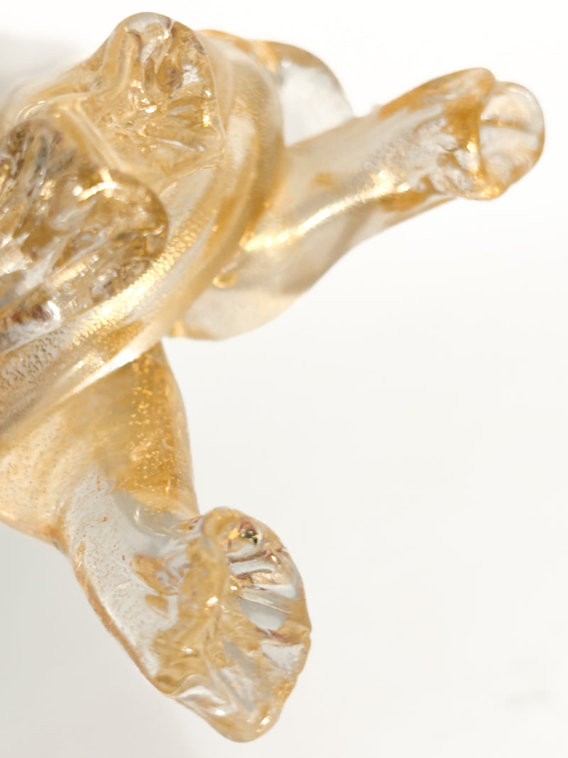 Elefantino in Vetro di Murano e Foglia d'Oro Attribuito a Ercole Barovier Anni 30