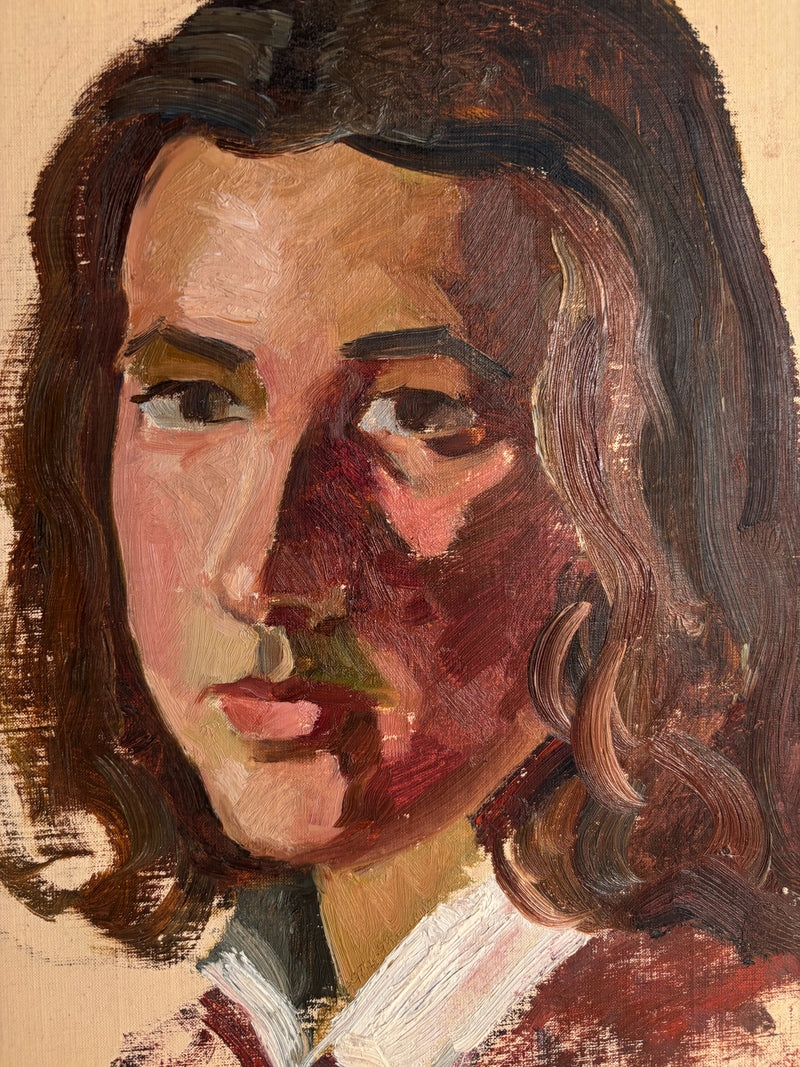 Portrait Oil on Panel of Young Man by Prinzivalli from 1942