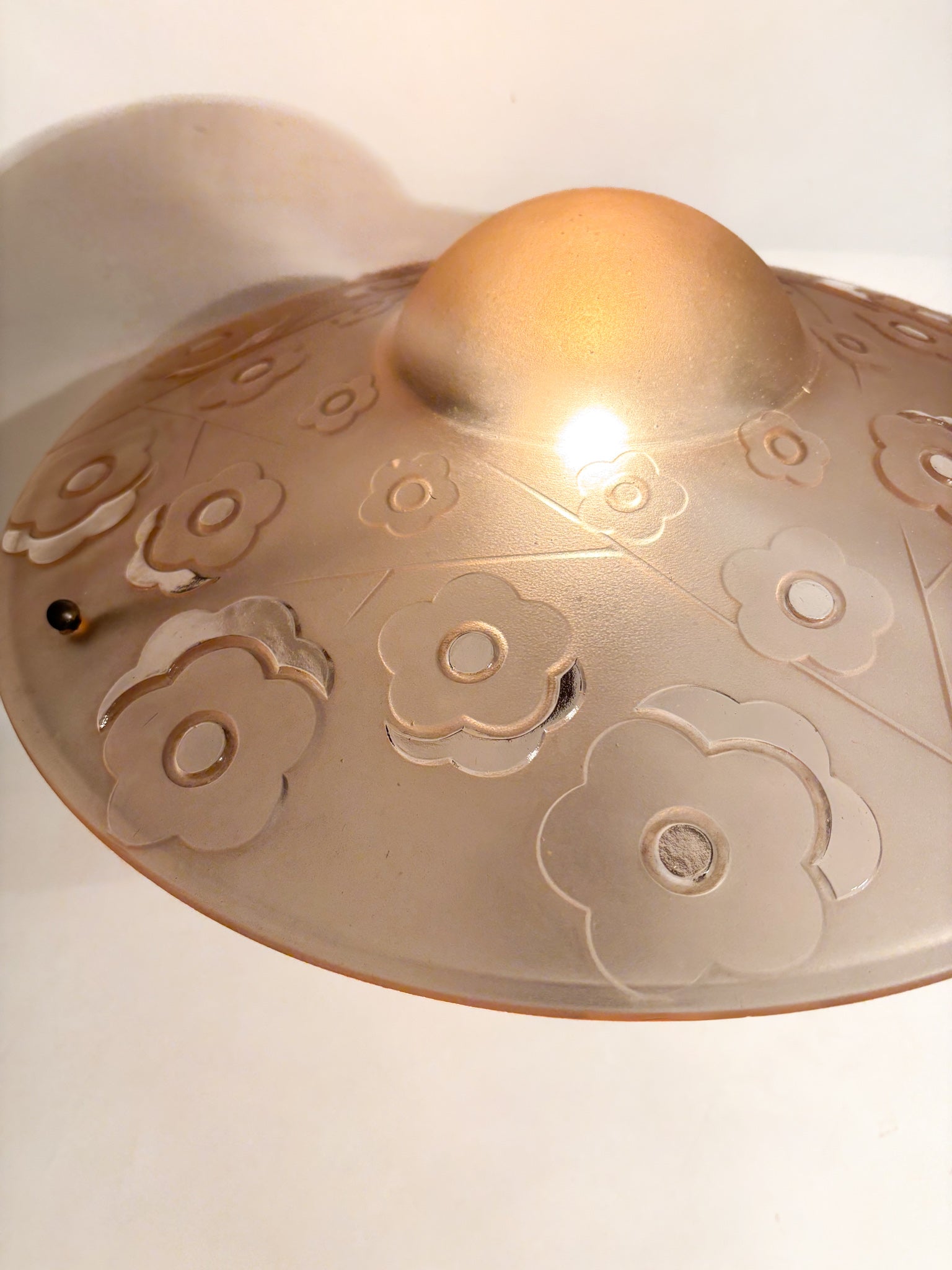 Lampada da Tavolo in Verre Pressé-moulé di Verrerie d'Art Degué Anni 30