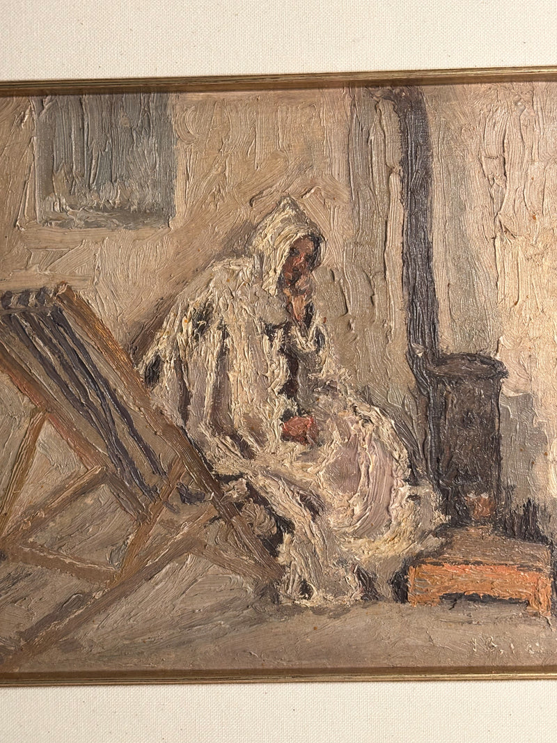 Oil Painting on Panel 'The Convalescent Monk' Early Twentieth Century