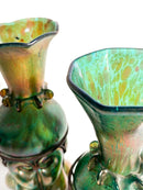 Coppia di Vasi in Vetro di Loetz e Ferro Battuto Anni 20