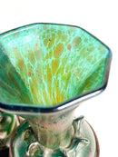 Coppia di Vasi in Vetro di Loetz e Ferro Battuto Anni 20