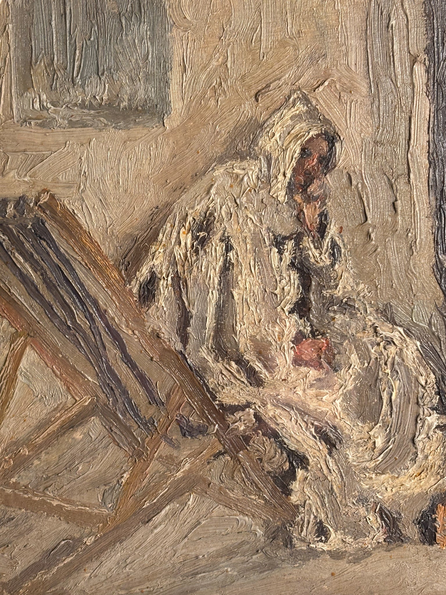 Oil Painting on Panel 'The Convalescent Monk' Early Twentieth Century