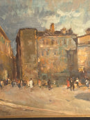 Oil Painting on Panel of Urban Landscape by A. Faini 1950s