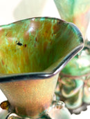 Coppia di Vasi in Vetro di Loetz e Ferro Battuto Anni 20