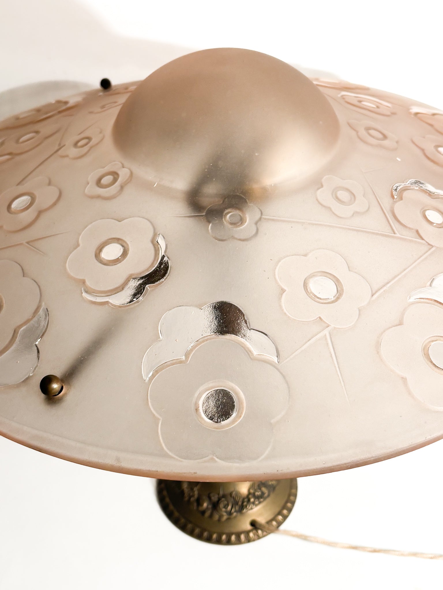 Lampada da Tavolo in Verre Pressé-moulé di Verrerie d'Art Degué Anni 30