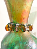 Coppia di Vasi in Vetro di Loetz e Ferro Battuto Anni 20