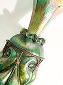 Coppia di Vasi in Vetro di Loetz e Ferro Battuto Anni 20