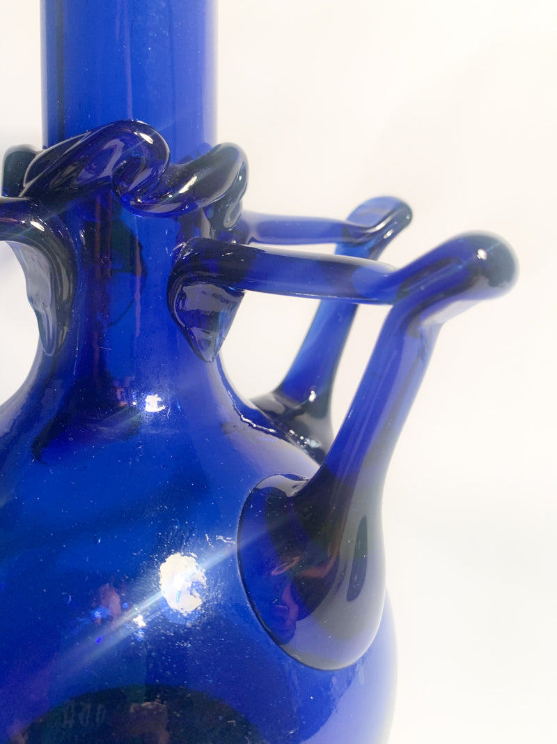 Vaso in Vetro di Murano Blu Attribuito ai Fratelli Toso Anni 40