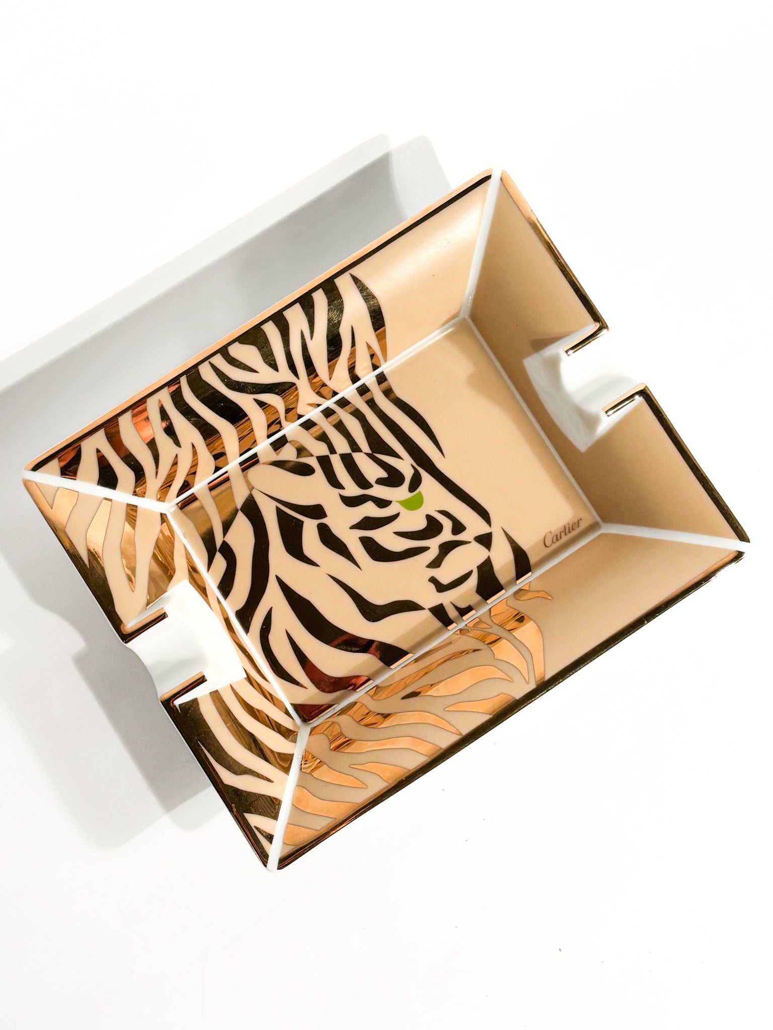 Tigrated Ashtray in French Porcelain by Cartier 80s