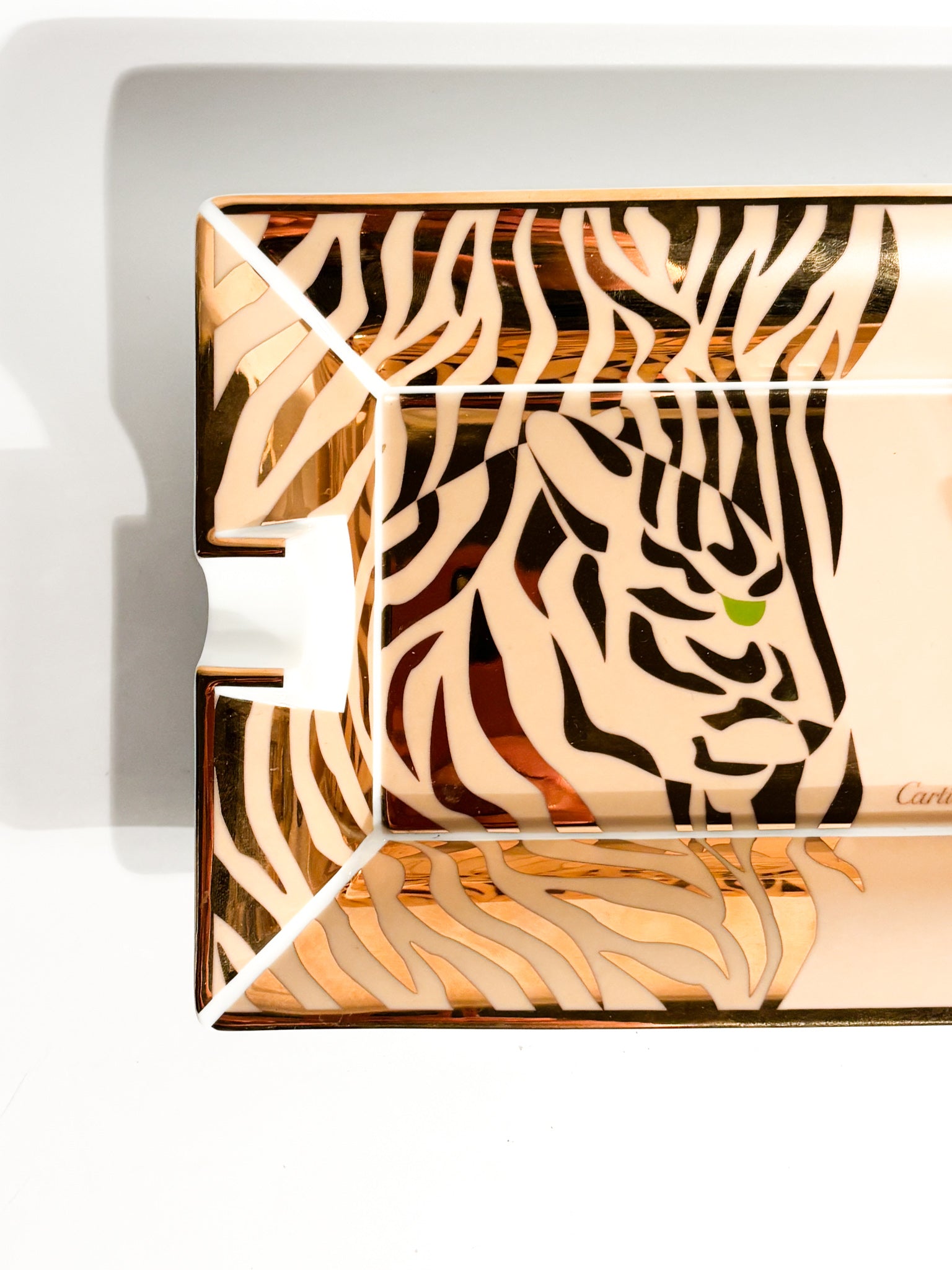 Tigrated Ashtray in French Porcelain by Cartier 80s