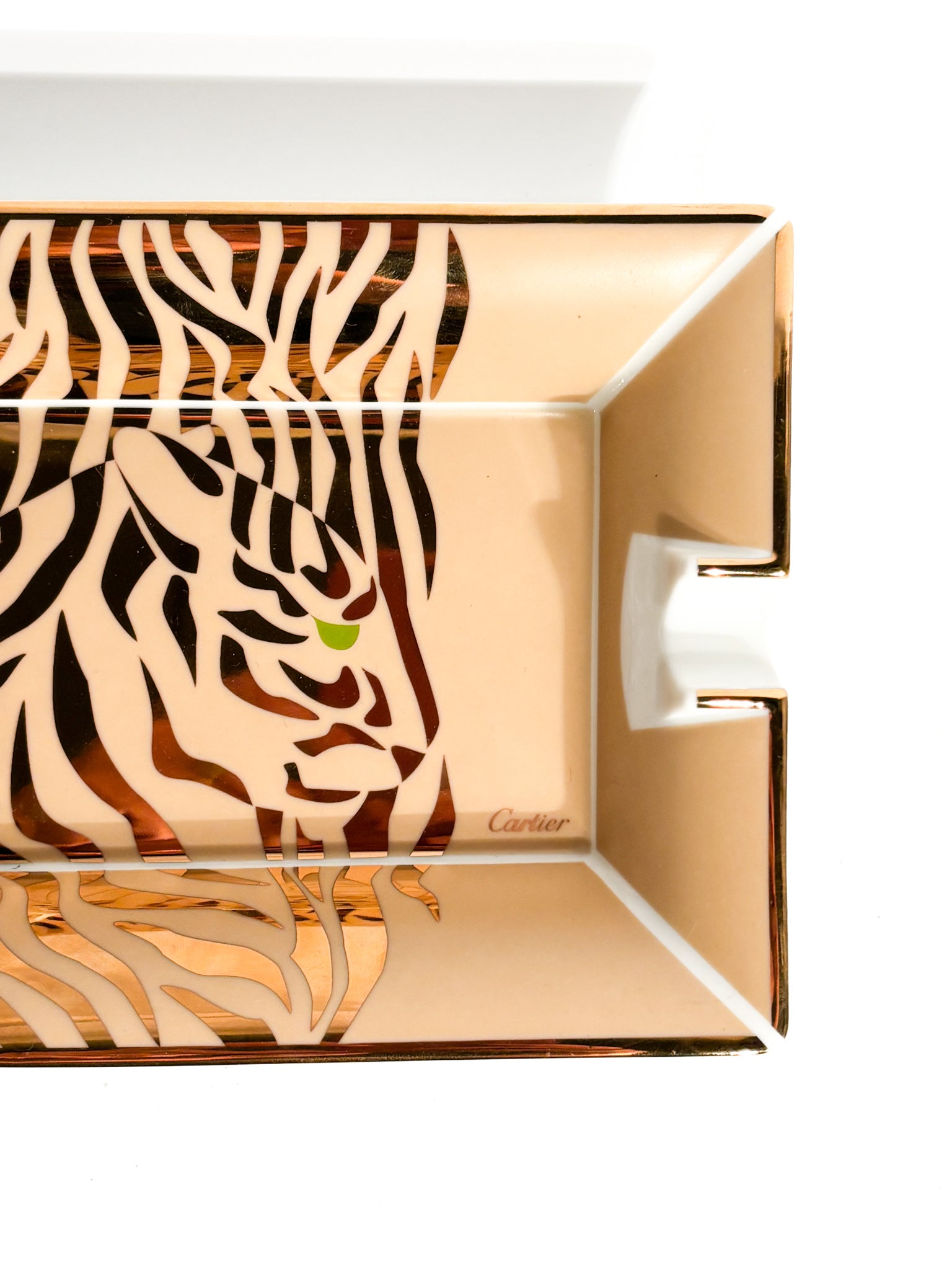 Tigrated Ashtray in French Porcelain by Cartier 80s