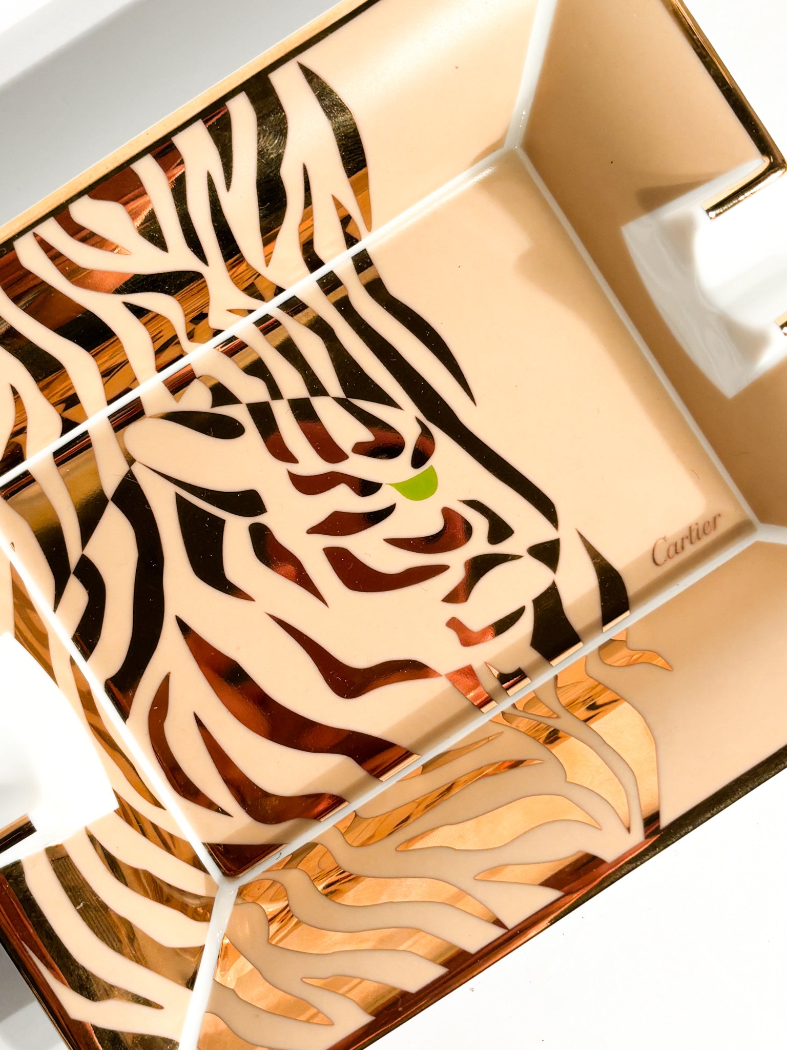 Tigrated Ashtray in French Porcelain by Cartier 80s