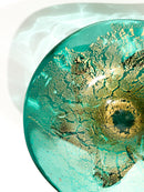 Decorative Bowl in Murano Glass Green and Gold Leaf 70s