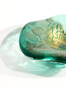 Decorative Bowl in Murano Glass Green and Gold Leaf 70s