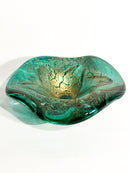 Decorative Bowl in Murano Glass Green and Gold Leaf 70s