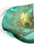 Decorative Bowl in Murano Glass Green and Gold Leaf 70s