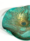 Decorative Bowl in Murano Glass Green and Gold Leaf 70s