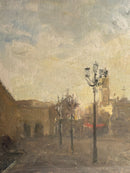 Oil Painting on Panel of Urban Scene by Attilio Melo 1960s