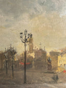 Oil Painting on Panel of Urban Scene by Attilio Melo 1960s
