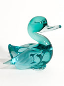 Murano Glass Duck Sculpture Green by Archimede Seguso 1950s