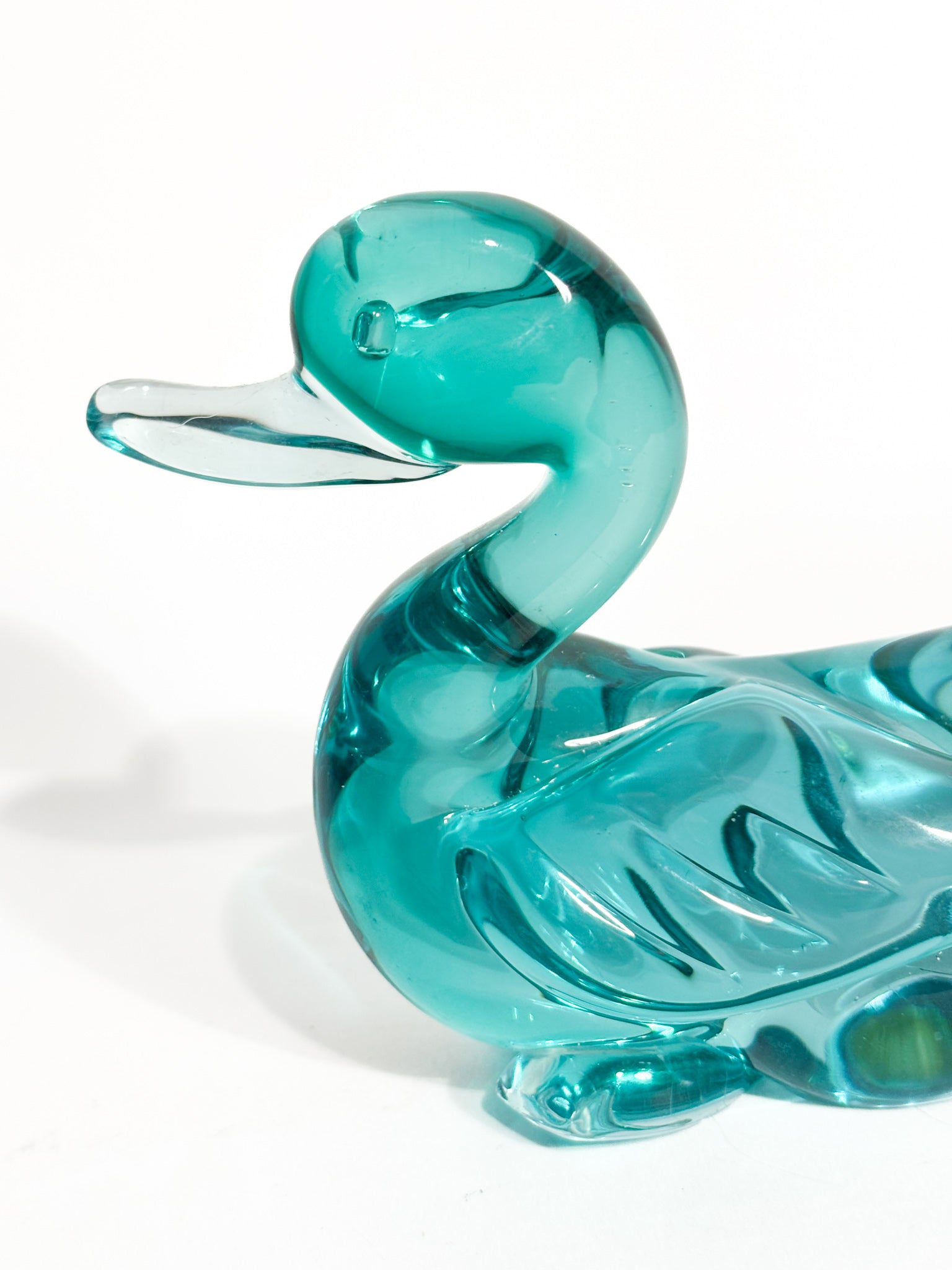 Murano Glass Duck Sculpture Green by Archimede Seguso 1950s