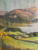 Oil Painting on Canvas of Lake Landscape by G. Welters 1950s