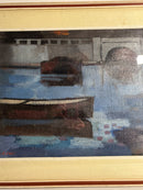 Oil Painting on Panel of Boats by A. Rossi 1970s