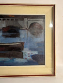 Oil Painting on Panel of Boats by A. Rossi 1970s